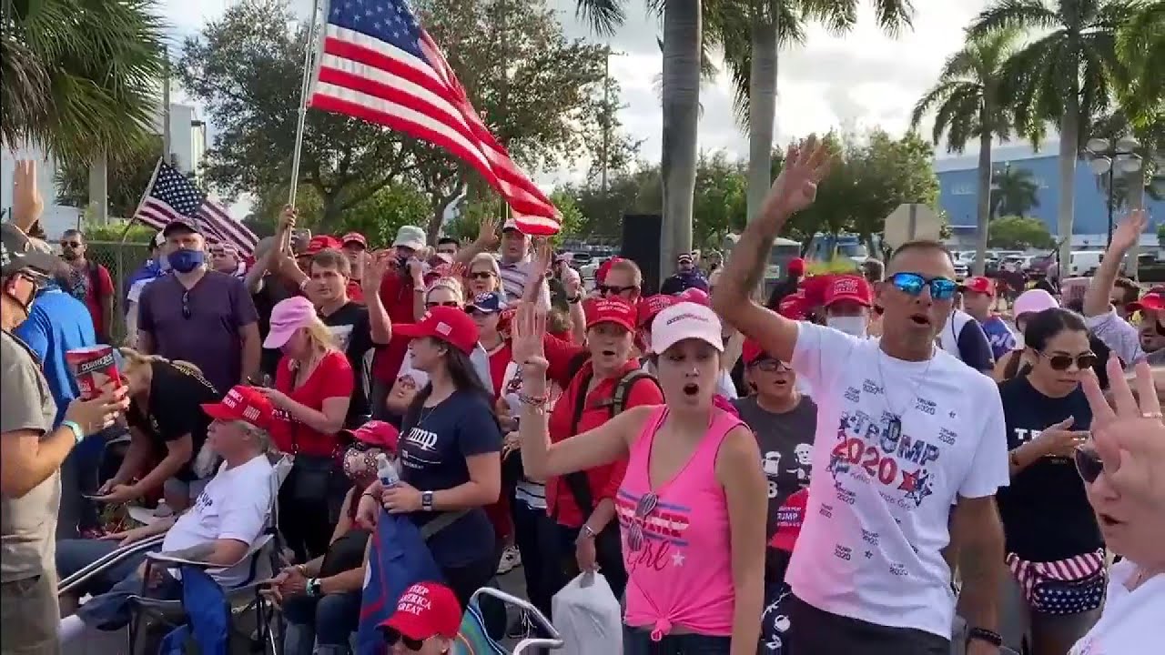 Large crowd waits for President Trump late night appearance in Opa ...